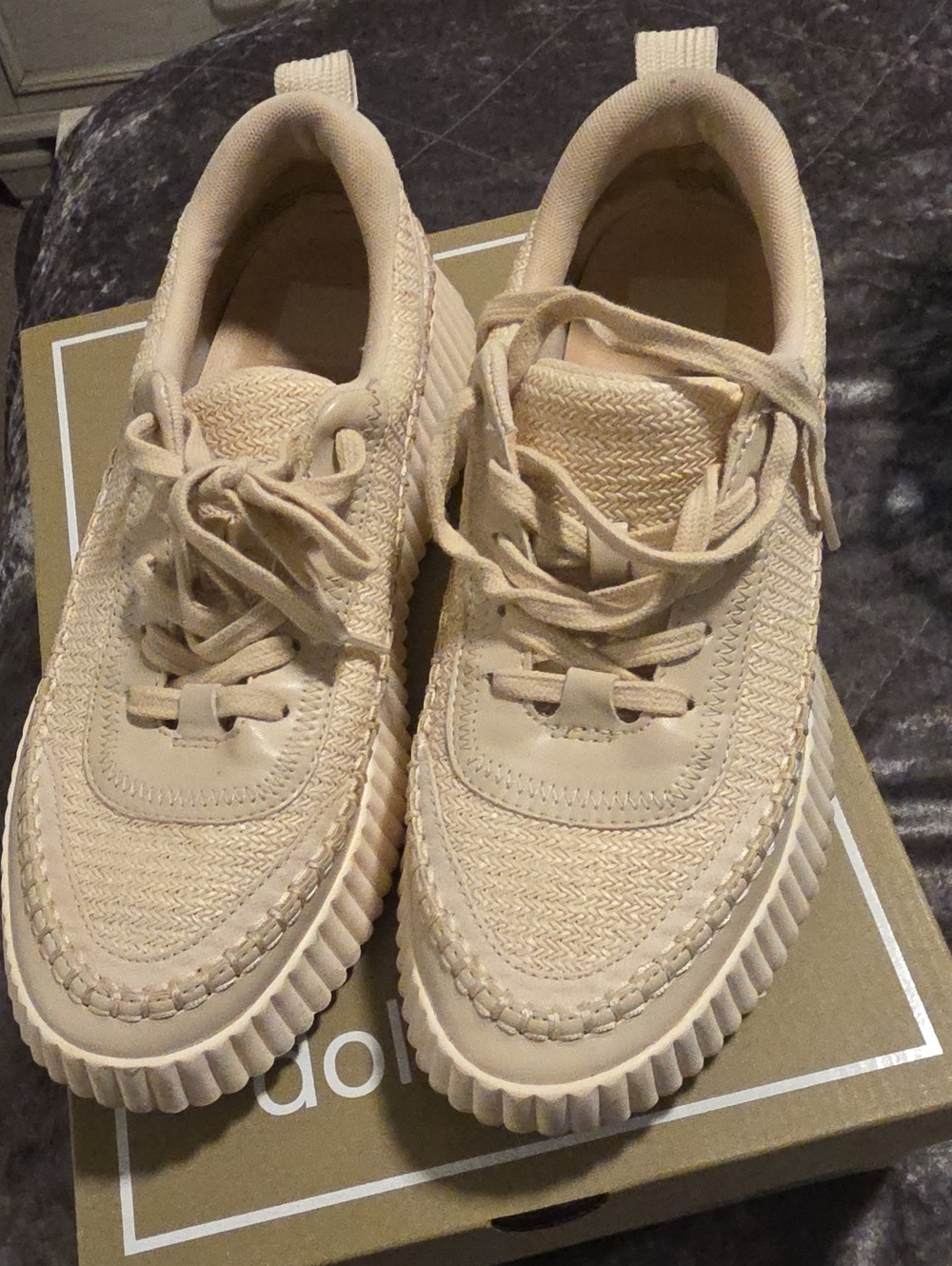 Dolce Vita Beige Knit Platform Sneakers